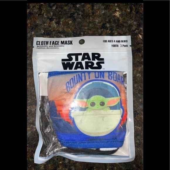Disney Other - New Youth Kids 3 Pack BABY YODA Mandalorian Cloth Face Masks Star Wars SEALED